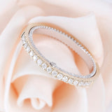 0.50ct Moissanite Wedding Band, Vintage Design Half Eternity Ring, 14Kt 585 White & Yellow Gold