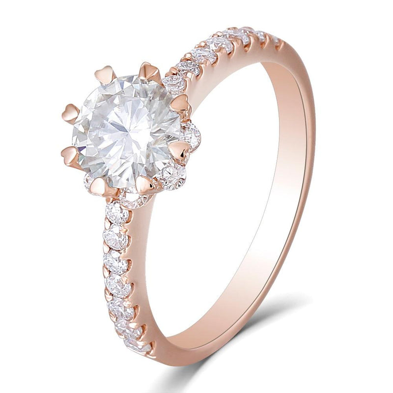 1.00ct Round Cut Moissanite, Classic Engagement Ring, Available in 14kt or 18kt Rose Gold