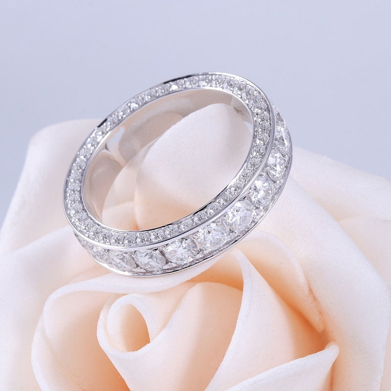 2.75ct White Gold Full Eternity Ring, Moissanite Wedding Band, 14Kt 585 White Gold