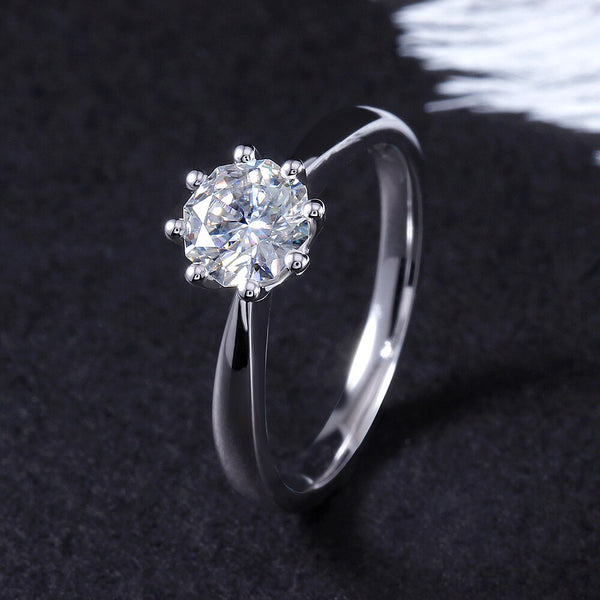 1.00ct Octagon Cut Moissanite Engagement Ring, Available in White Gold or Platinum