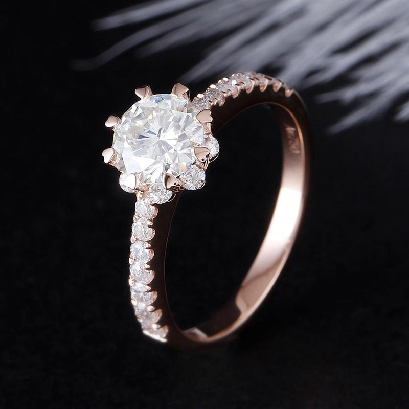 1.00ct Round Cut Moissanite, Classic Engagement Ring, Available in 14kt or 18kt Rose Gold