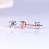 0.50ct each, Round Cut Moissanite Halo Earrings, 14Kt 585 Rose Gold