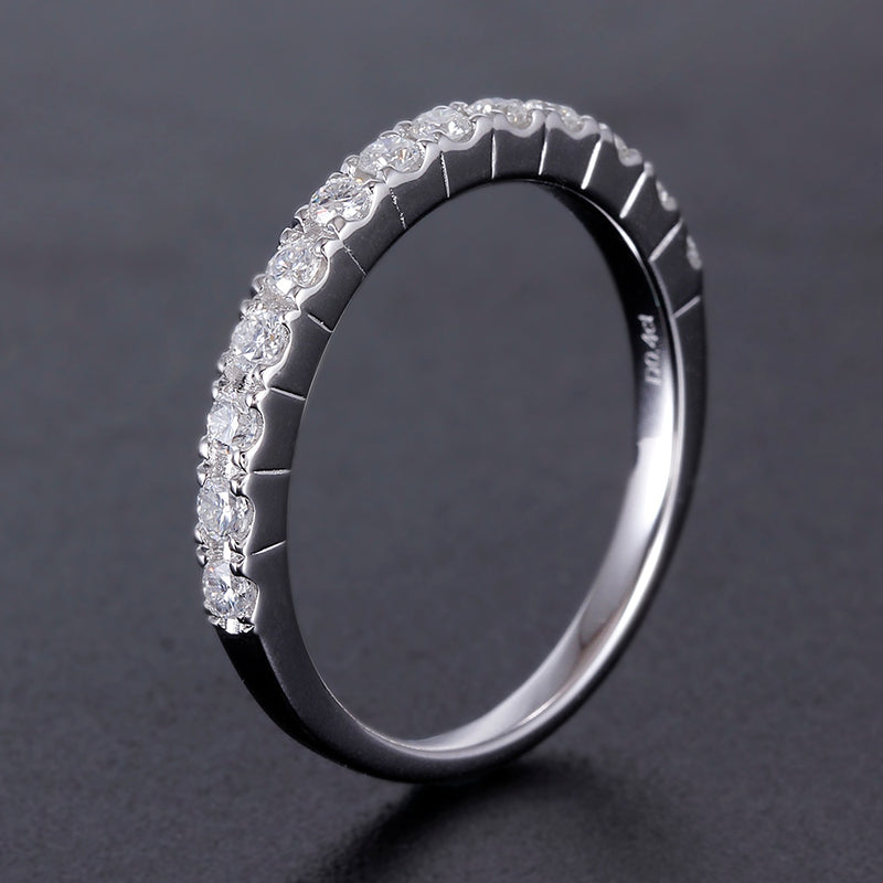 0.40ct Moissanite Wedding Band, Delicate Half Eternity Ring, 14Kt 585 White Gold