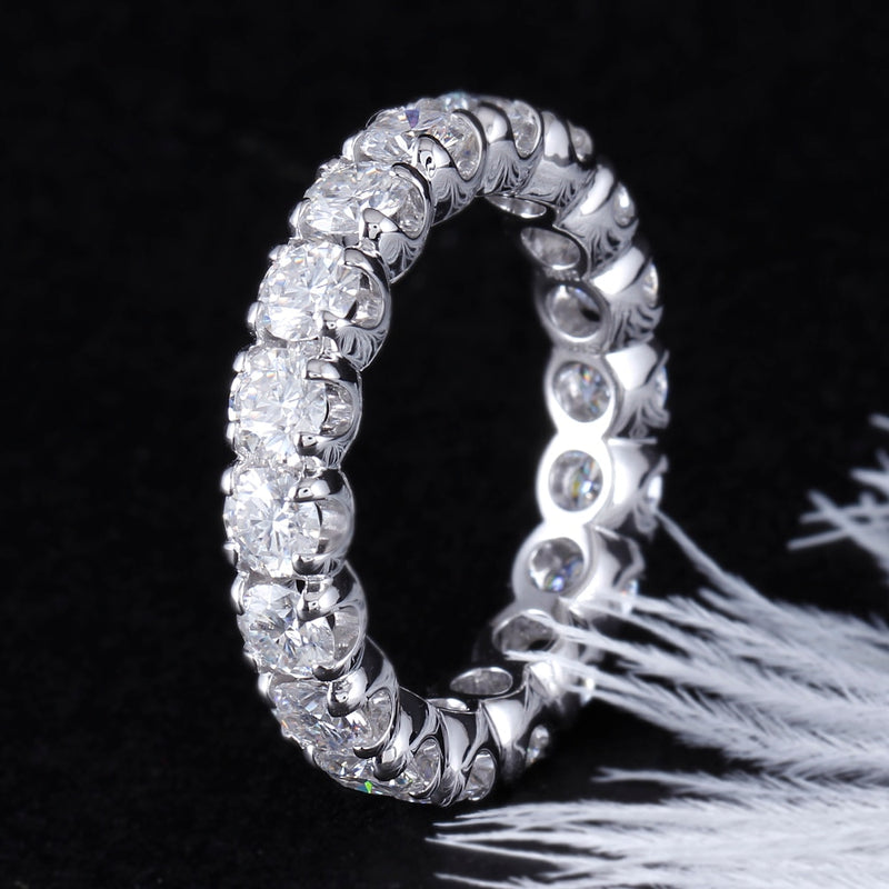 4.00ct White Gold Full Eternity Ring, Moissanite Wedding Band, Available in White Gold or Platinum