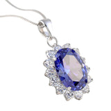 6.40ct Oval Sapphire & Diamond Pendant, Vintage Inspired, 925 Silver