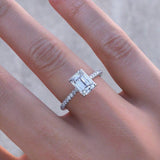 2.00ct Emerald Cut Moissanite Engagement Ring, 14Kt 585 White Gold