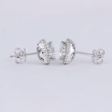 0.50ct each, Round Cut Moissanite Halo Earrings, 14Kt 585 White Gold