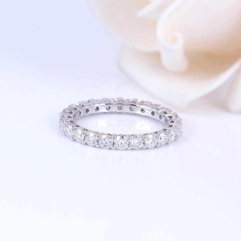1.20ct White Gold Full Eternity Ring, Moissanite Wedding Band, 14Kt 585 White Gold