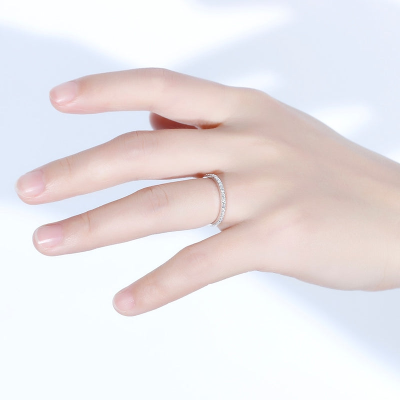 0.20ct Moissanite Wedding Band, Delicate Half Eternity Ring, 14Kt 585 White Gold