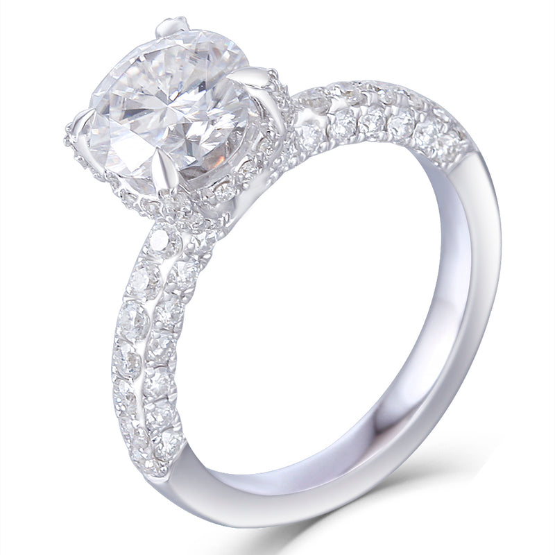 1.50ct Round Cut Moissanite, Classic Engagement Ring, 14Kt 585 White Gold