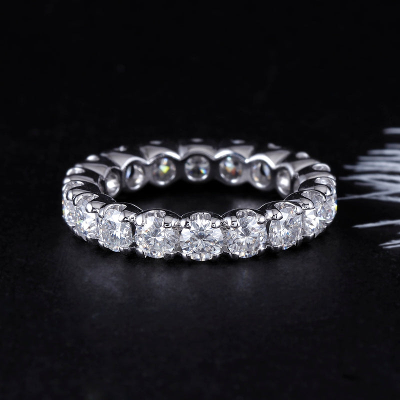 4.00ct White Gold Full Eternity Ring, Moissanite Wedding Band, Available in White Gold or Platinum