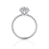 1.00ct Round Cut Moissanite Engagement Ring, Double Halo, 14Kt 585 White Gold