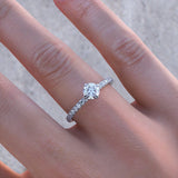 0.80ct Round Cut Moissanite Engagement Ring, 14Kt 585 White Gold
