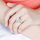 8.00ct Asscher Cut Moissanite, Classic Engagement Ring, 14Kt 585 White Gold