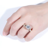 1.00ct Round Cut Moissanite, Vintage Design Engagement Ring, 14Kt 585 White & Yellow Gold