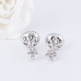 0.50ct each, Round Cut Moissanite Halo Earrings, 14Kt 585 White Gold