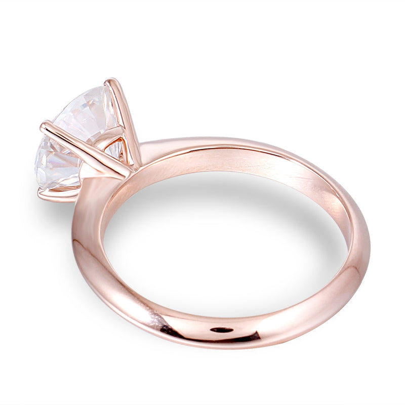 2.50ct Round Cut Moissanite, Classic Engagement Ring, 14Kt 585 Rose Gold
