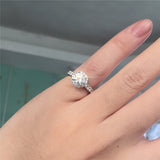 1.00ct Round Cut Moissanite, Classic Halo Engagement Ring, 14Kt 585 White Gold
