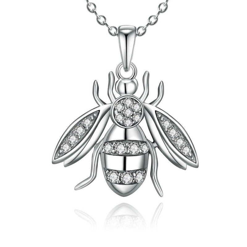 Silver 'Bee' Diamond  Pendant, Unique Diamond Necklace, 925 Silver