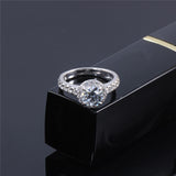 1.00ct Round Cut Moissanite, Classic Halo Engagement Ring, 14Kt 585 White Gold