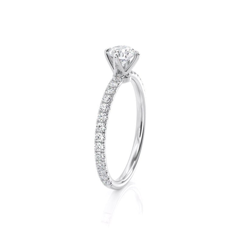 0.80ct Round Cut Moissanite Engagement Ring, 14Kt 585 White Gold