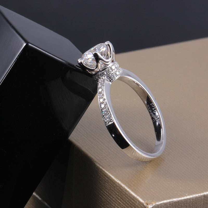 1.00ct Round Cut Moissanite, Classic Engagement Ring, Available in White Gold or Platinum