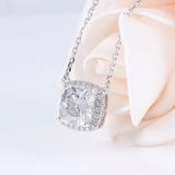 1.00ct Cushion Cut Moissanite Necklace, Classic Halo Pendant, 14Kt 585 White Gold