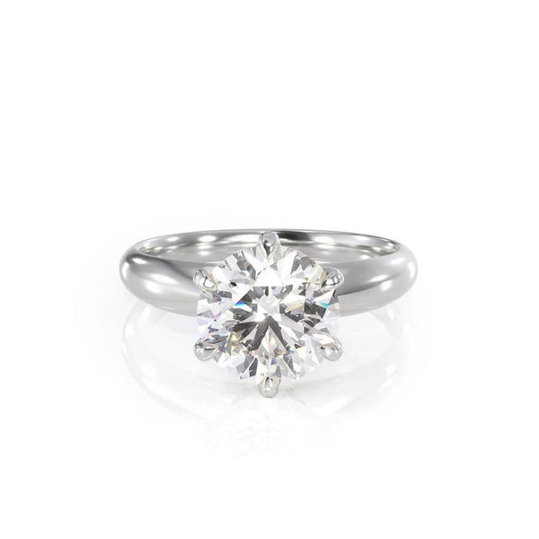 1.00ct Round Cut Moissanite Engagement Ring, Classic Design, 14Kt 585 White Gold