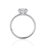 0.80ct Marquise Cut Moissanite Engagement Ring, Diamond Halo, 14Kt 585 White Gold