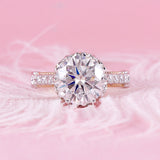 4.00ct Round Cut Moissanite Engagement Ring, Vintage Design, 14Kt 585 White & Yellow Gold