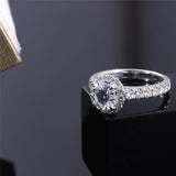 1.00ct Round Cut Moissanite, Classic Halo Engagement Ring, 14Kt 585 White Gold