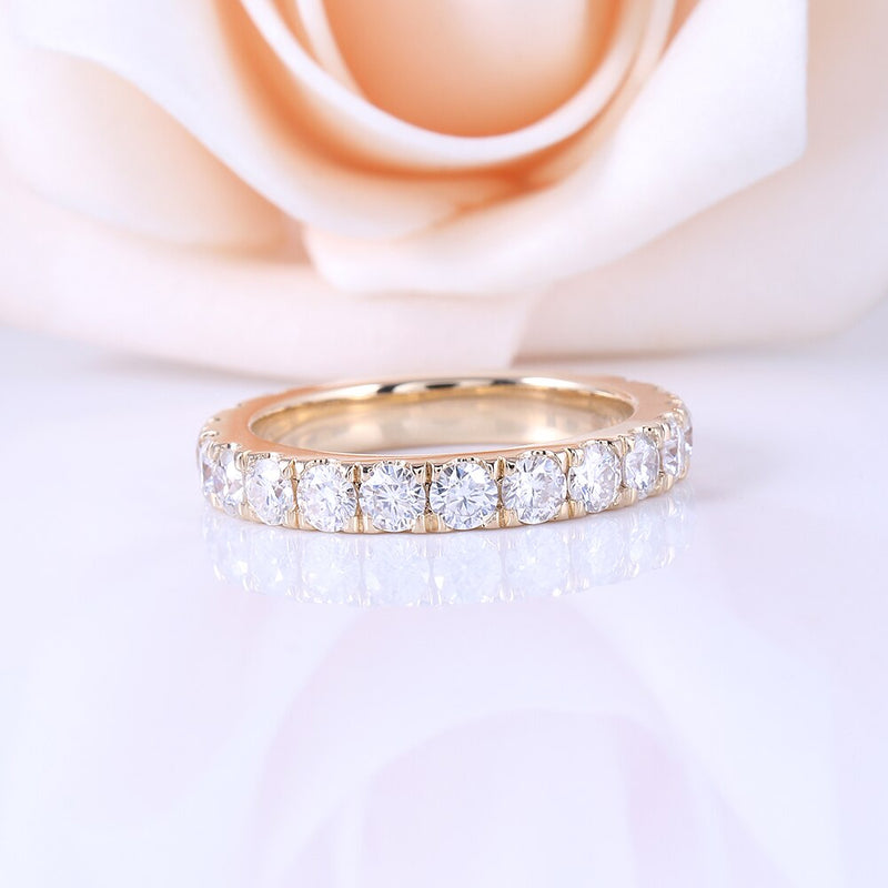 2.00ct Moissanite Wedding Band, Full Eternity Ring, Available in 14Kt or 18Kt Yellow Gold