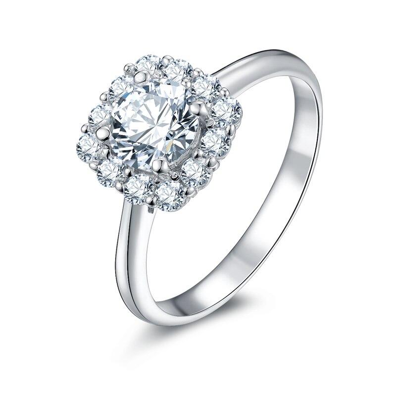 0.85ct Round Cut, Halo Diamond Engagement Ring, 925 Silver