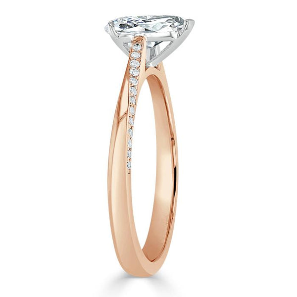 Lab-Diamond Pear Cut Engagement Ring, Classic Style, Choose Your Stone Size and Metal