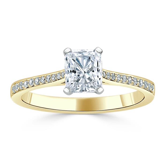 1.20ct Radiant Cut Moissanite Engagement Ring, Classic Style,  Available in White Gold, Platinum, Rose Gold or Yellow Gold