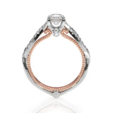 1.00ct Vintage Style Round Cut Moissanite Engagement Ring, 14Kt 585 White Gold & Rose Gold
