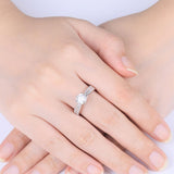 1.00ct Moissanite Engagement Ring, Shoulder Set Double Row, Sterling Silver & Platinum