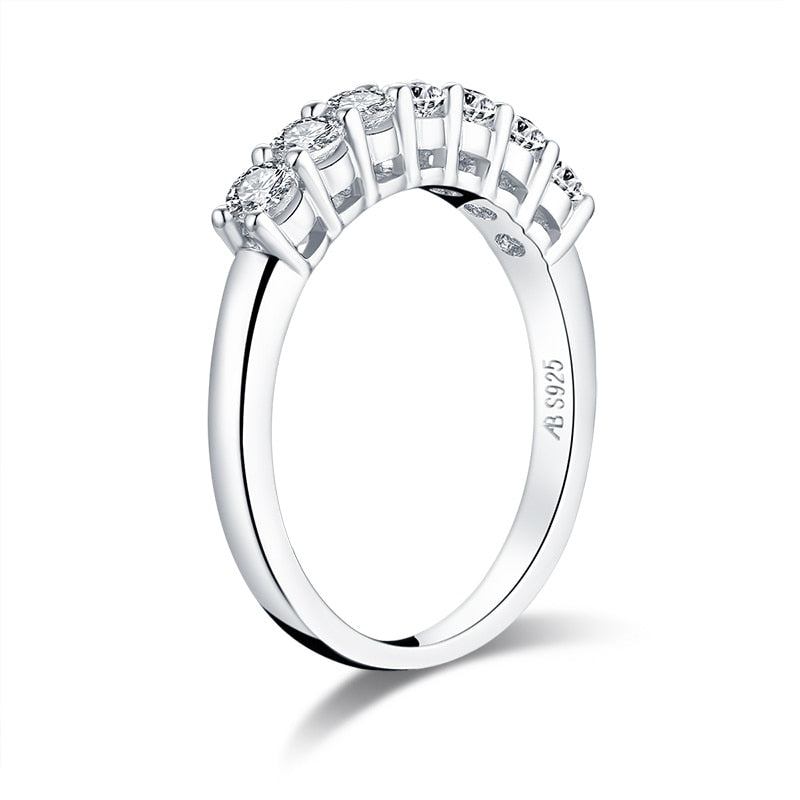 0.75ct Round Cut Diamond Wedding Band, Half Eternity Ring, 925 Sterling Silver