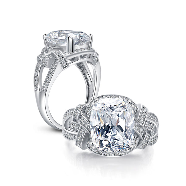 5.00ct Cushion Cut, Diamond Halo Engagement Ring, 925 Silver