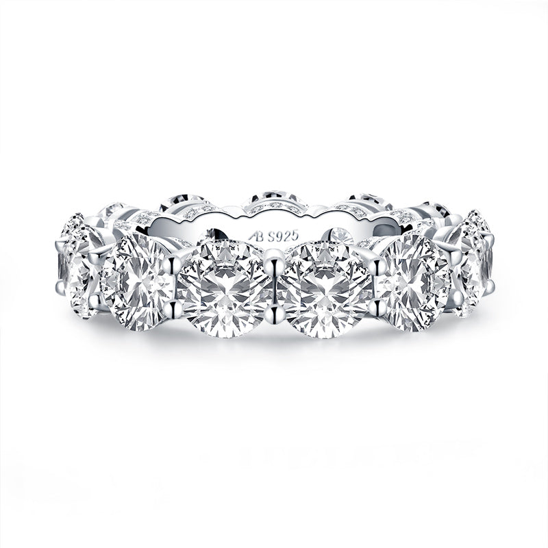 10.75ct Round Cut Diamond Wedding Band, Full Eternity Ring, 925 Sterling Silver