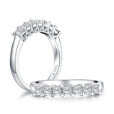 0.70ct Prinncess Cut Diamond Wedding Band, Half Eternity Ring, 925 Sterling Silver