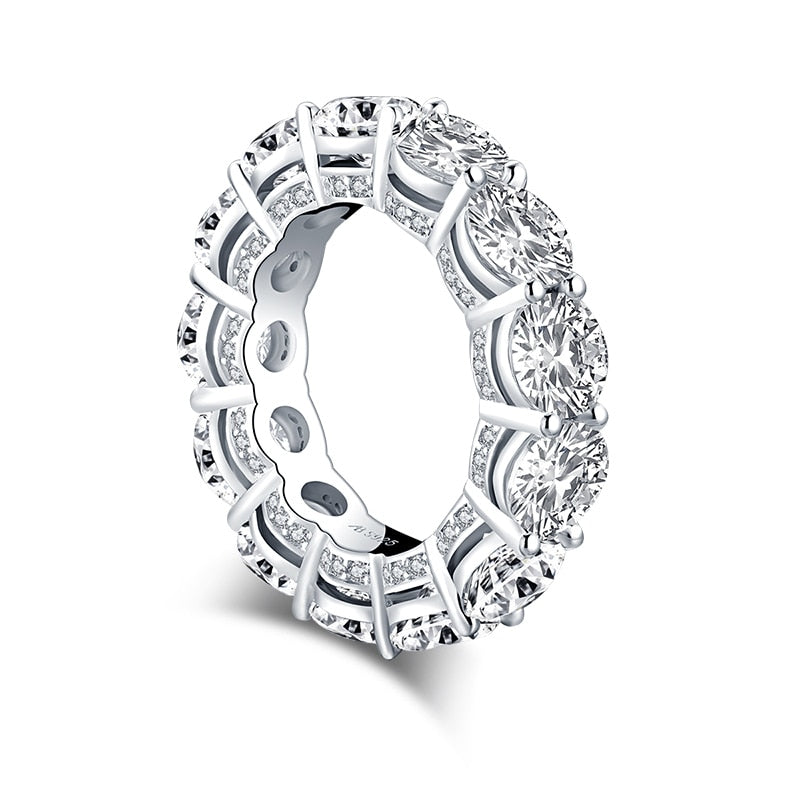 10.75ct Round Cut Diamond Wedding Band, Full Eternity Ring, 925 Sterling Silver