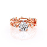 1.00ct Round Cut Moissanite Engagement Ring & Wedding Band Set, 14Kt 585 Rose Gold