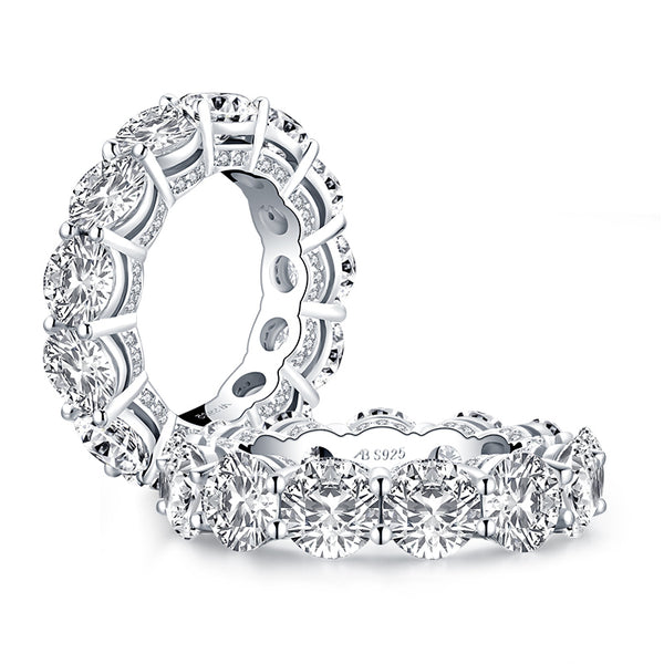 10.75ct Round Cut Diamond Wedding Band, Full Eternity Ring, 925 Sterling Silver