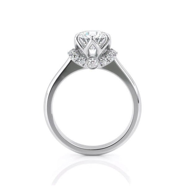 1.00ct Round Cut Moissanite Engagement Ring, Vintage Design, 14Kt 585 White Gold