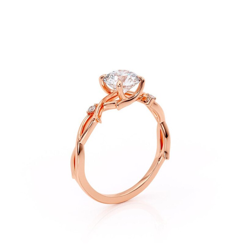1.00ct Round Cut Moissanite Engagement Ring & Wedding Band Set, 14Kt 585 Rose Gold