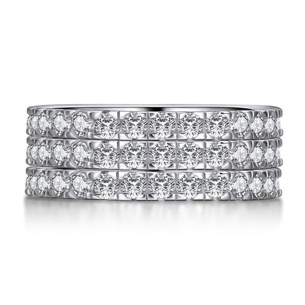 2.25ct Diamond Wedding Bands x 3, Full Eternity Rings, 925 Sterling Silver, x3 Ring Set