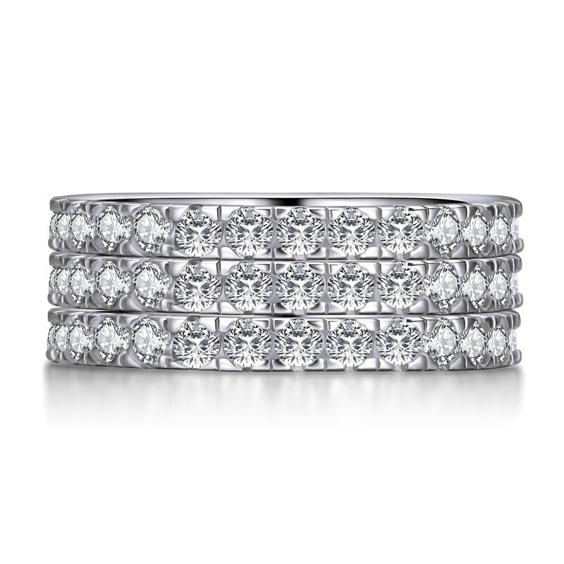 2.25ct Diamond Wedding Bands x 3, Full Eternity Rings, 925 Sterling Silver, x3 Ring Set