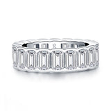 6.00ct Emerald Cut Diamond Wedding Band, Full Eternity Ring, 925 Sterling Silver