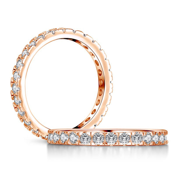 0.75ct Diamond Set Full Eternity Ring, 925 Sterling Silver, 18ct Rose Gold Vermeil